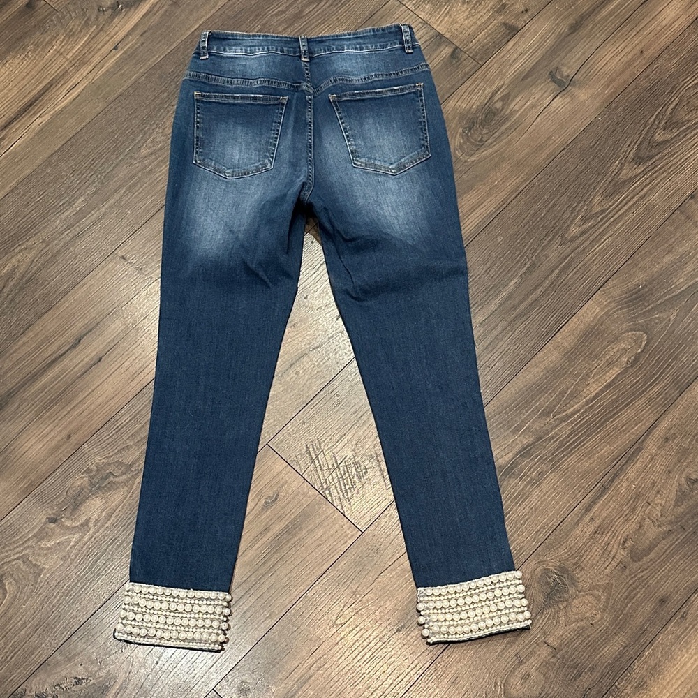 Fun Boston Proper Blue Jeans with Pearl Accents in Size 4 - Picture 2 of 5